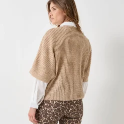 Trui En Vest<Blancheporte Poncho trui met mouwen op ellebooglengte chiné beige