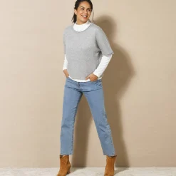 Trui En Vest<Blancheporte Ponchotrui met mouwen op ellebooglengte chiné grijs
