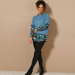 Trui En Vest<Blancheporte Ponchotrui met mouwen op ellebooglengte grijsblauw