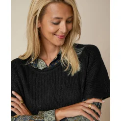 Trui En Vest<Blancheporte Ponchotrui met mouwen op ellebooglengte zwart