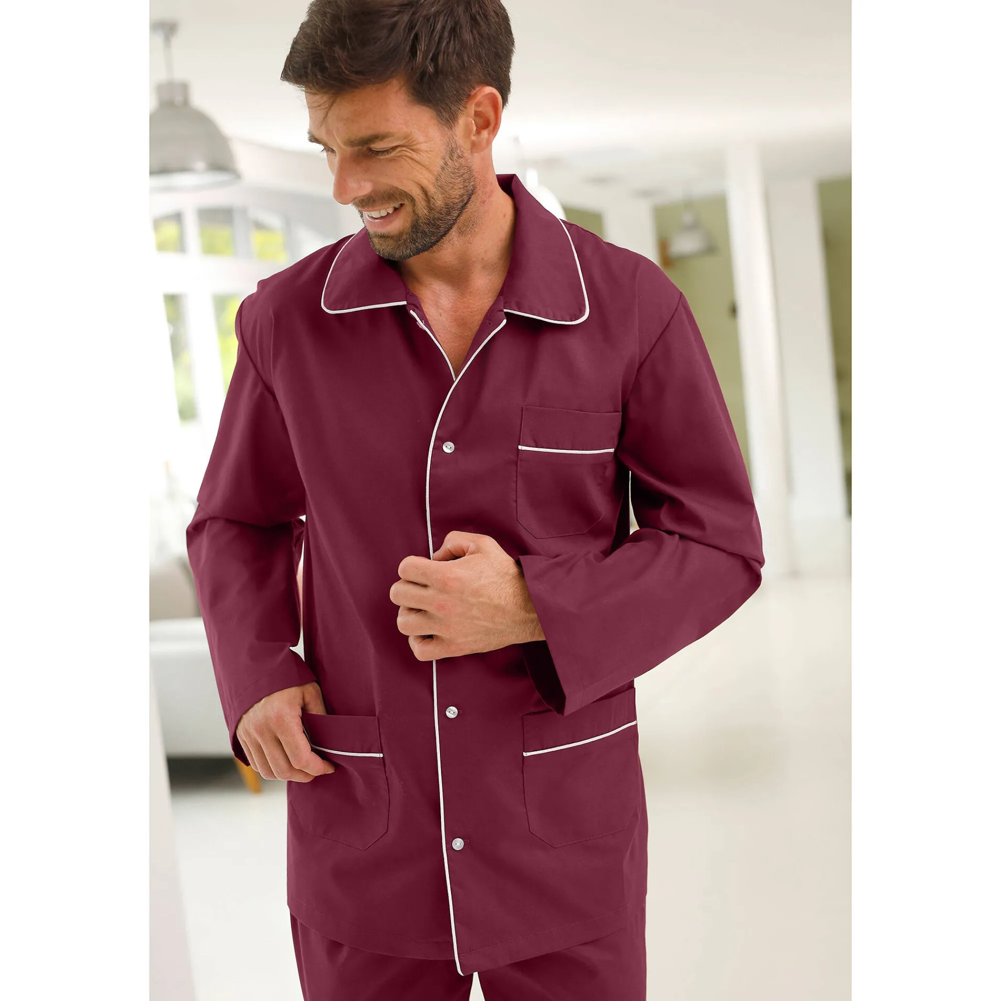 Pyjama En Kamerjas<Blancheporte Pyjama in effen popeline van polyester/katoen bordeaux