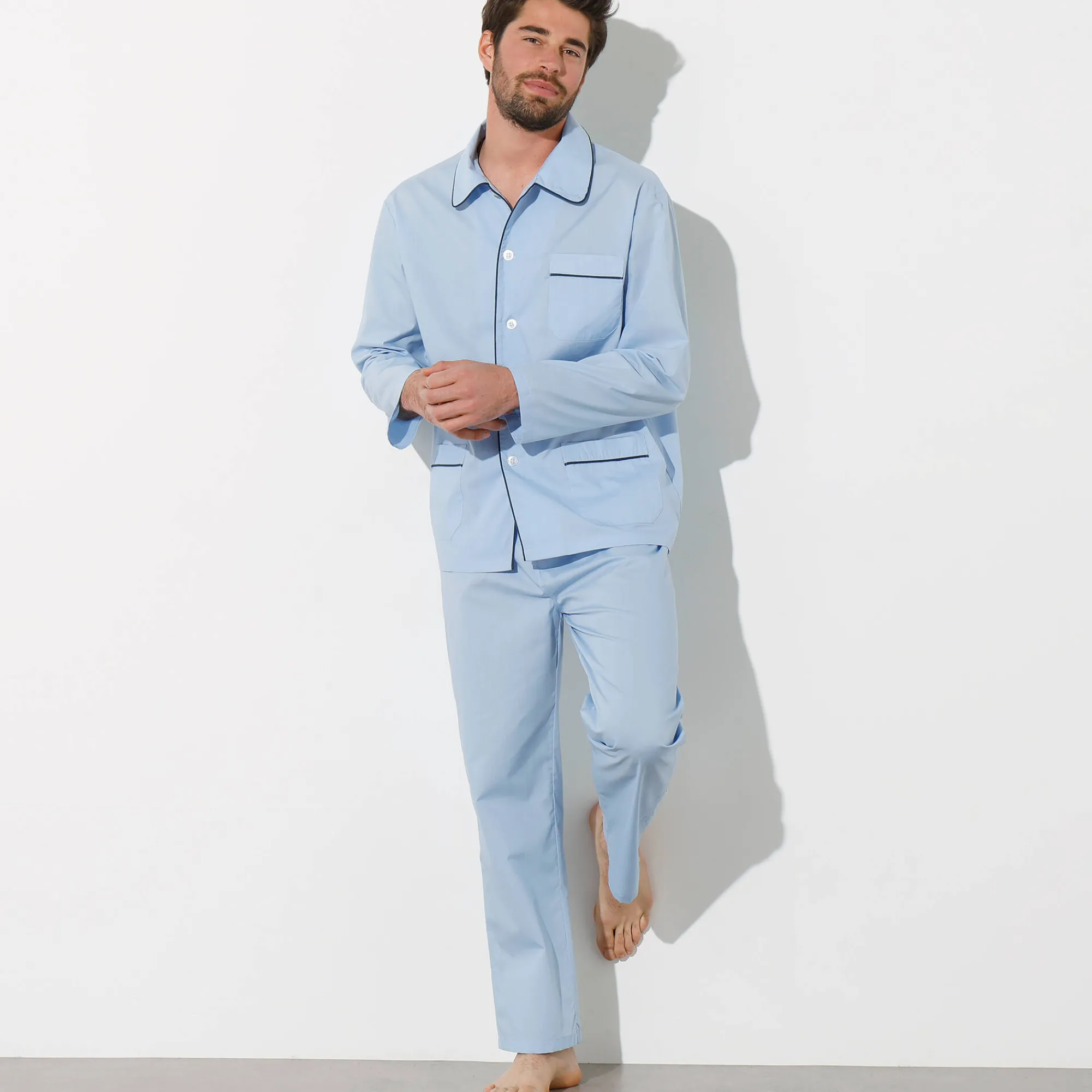 Pyjama En Kamerjas<Blancheporte Pyjama in effen popeline van polyester/katoen lichtblauw