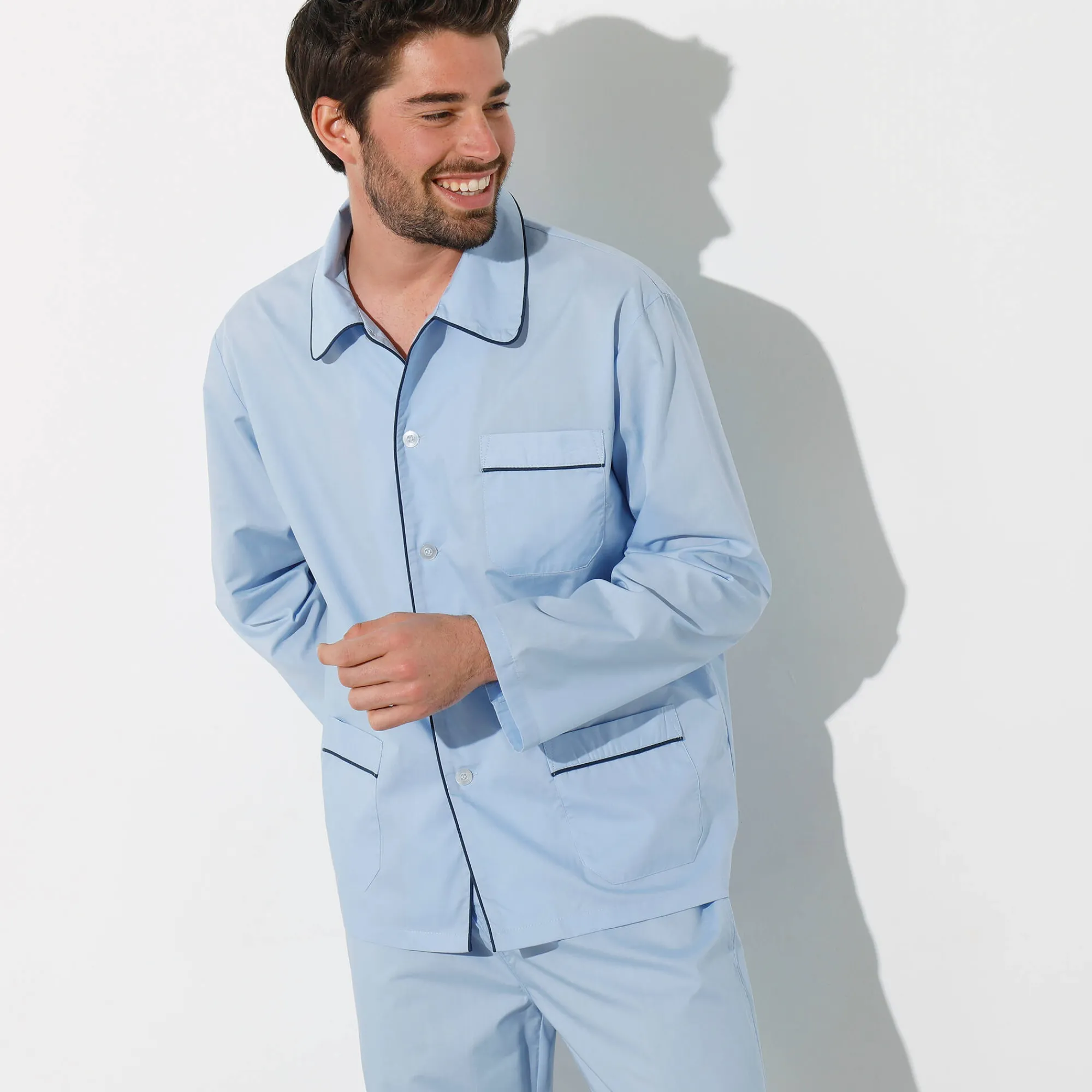 Pyjama En Kamerjas<Blancheporte Pyjama in effen popeline van polyester/katoen lichtblauw