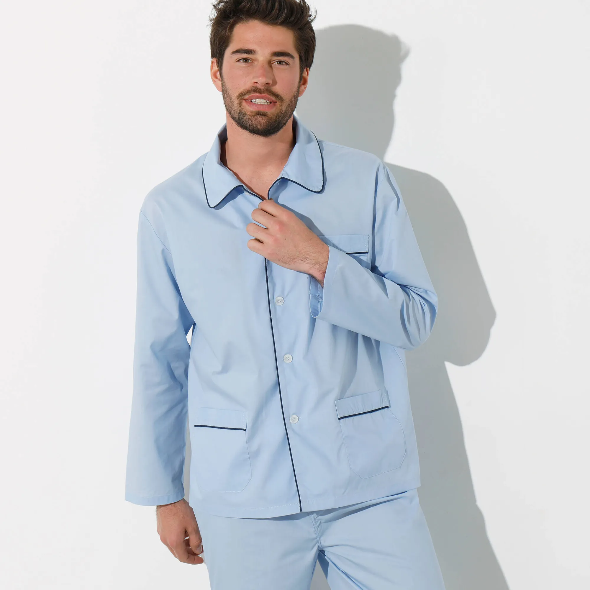 Pyjama En Kamerjas<Blancheporte Pyjama in effen popeline van polyester/katoen lichtblauw