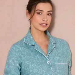 Pyjama<Blancheporte Pyjama in flanel met bloemenprint celadon