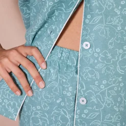 Pyjama<Blancheporte Pyjama in flanel met bloemenprint celadon