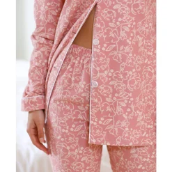 Pyjama<Blancheporte Pyjama in flanel met bloemenprint grijsroze