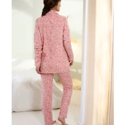 Pyjama<Blancheporte Pyjama in flanel met bloemenprint grijsroze