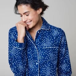 Pyjama<Blancheporte Pyjama in flanel met sterretjesprint marine