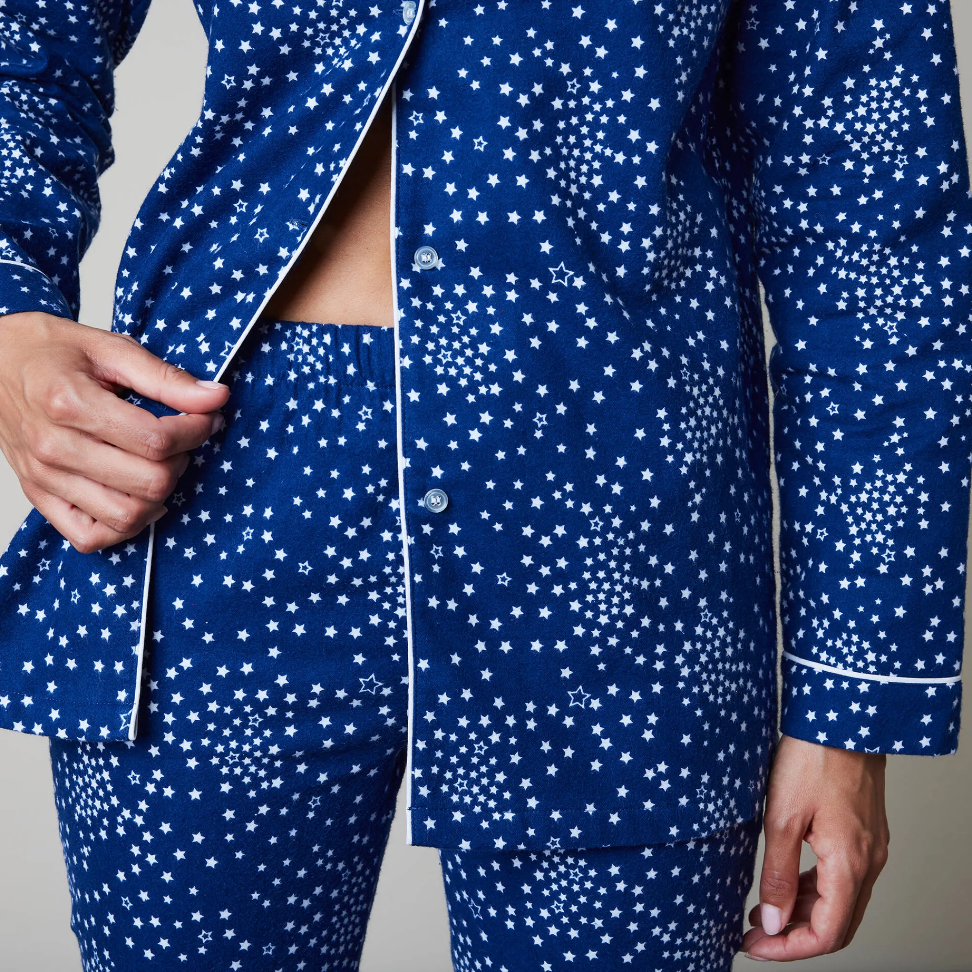 Pyjama<Blancheporte Pyjama in flanel met sterretjesprint marine