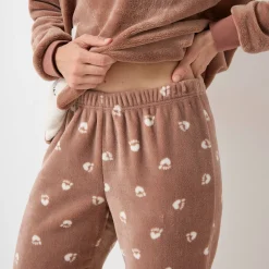 Pyjama<Blancheporte Pyjama in fleece 'ijsbeer' motief, lange mouwen karamel