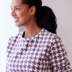 Pyjama<Blancheporte Pyjama in fleece met pied-de-coq print donkertaupe