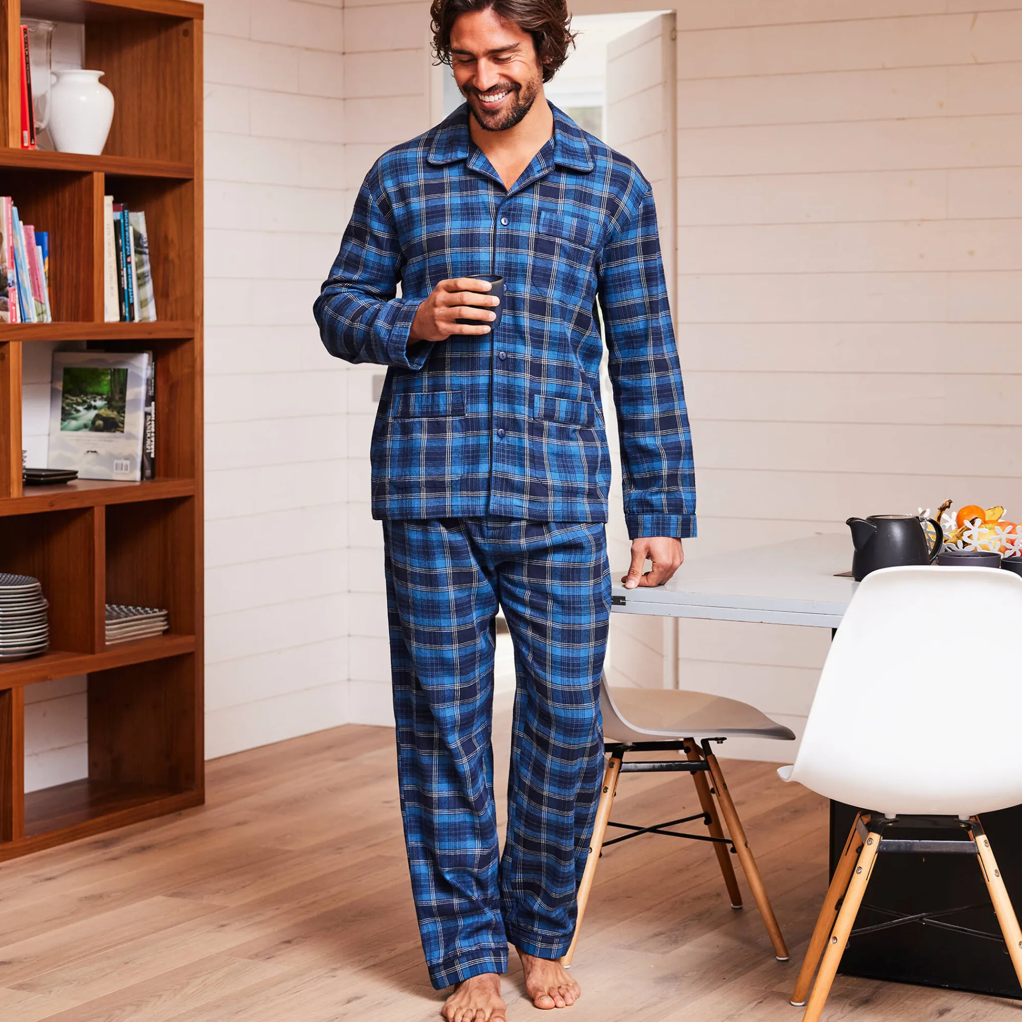 Pyjama En Kamerjas<Blancheporte Pyjama in geruit flanel blauw