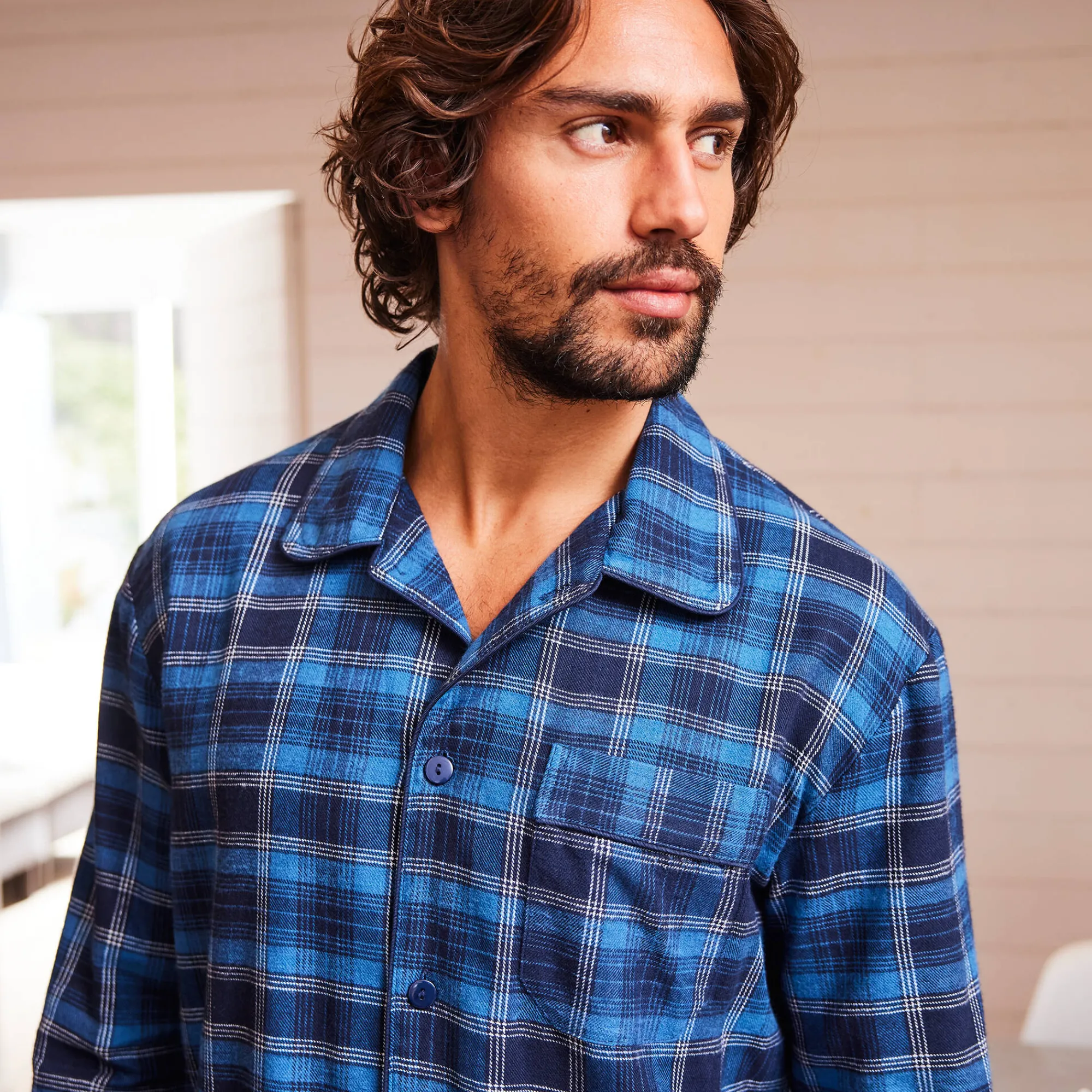 Pyjama En Kamerjas<Blancheporte Pyjama in geruit flanel blauw