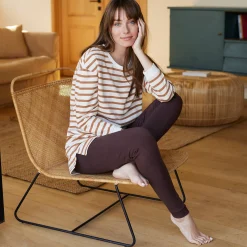Pyjama<Blancheporte Pyjama in gestreept molton met legging ecru / karamel