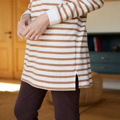 Pyjama<Blancheporte Pyjama in gestreept molton met legging ecru / karamel