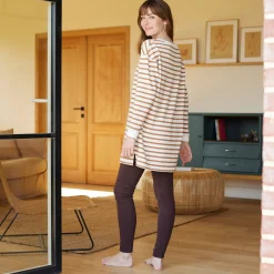 Pyjama<Blancheporte Pyjama in gestreept molton met legging ecru / karamel
