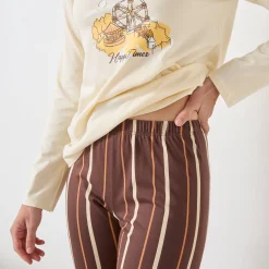 Pyjama<Blancheporte Pyjama in katoen met lange mouwen en 'kermis' print vanille / chocolade