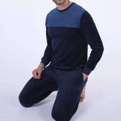 Pyjama En Kamerjas<Daniel HECHTER Pyjama in velours blauw / marine