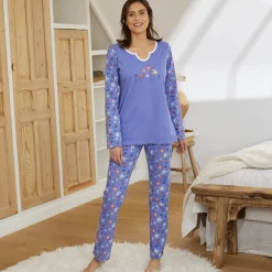Pyjama<Blancheporte Pyjama met bloemenprint - zuiver katoen lavendel