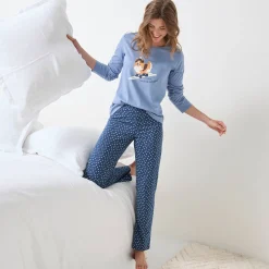Pyjama<Blancheporte Pyjama met "chien Toutou schuss" print - bijpassend tasje gratis blauw
