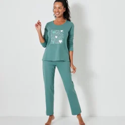 Pyjama<Blancheporte Pyjama met hartjesprint kaki