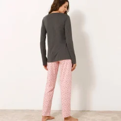 Pyjama<Blancheporte Pyjama met 'kat' print chiné grijs / roze