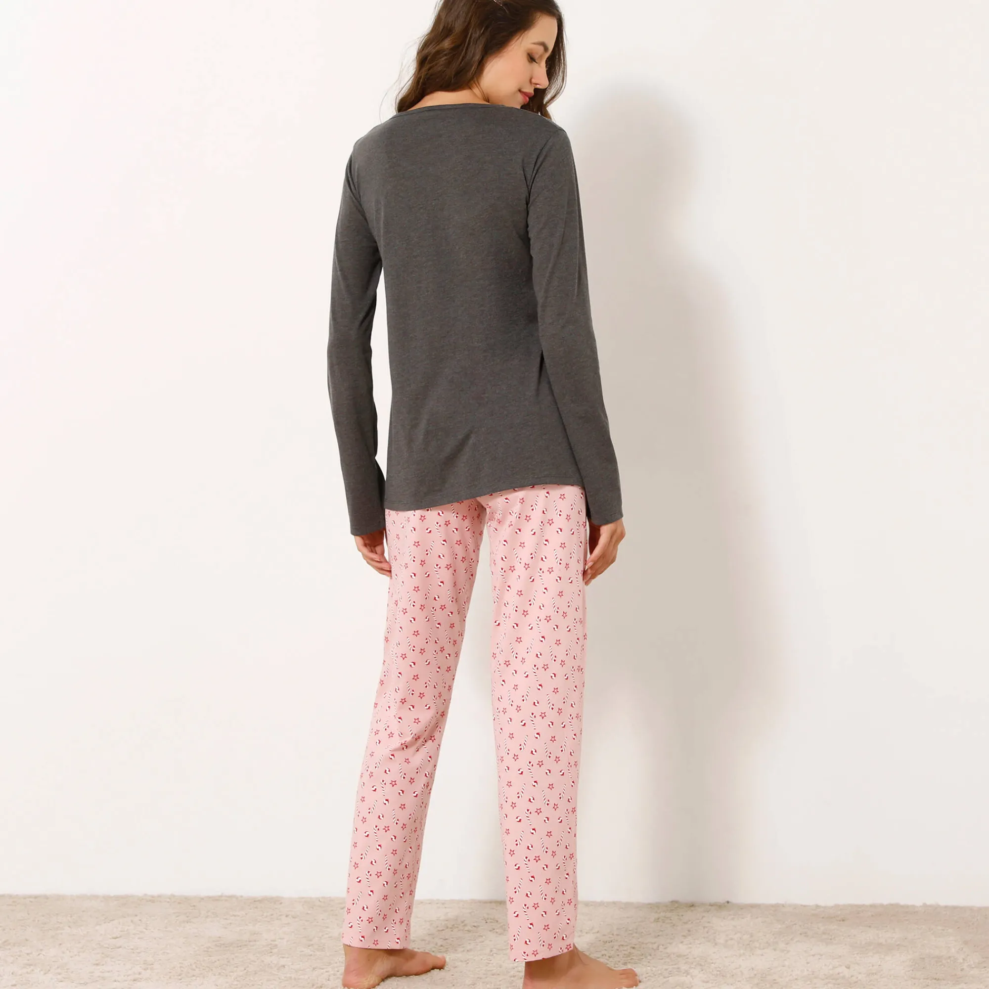 Pyjama<Blancheporte Pyjama met 'kat' print chiné grijs / roze
