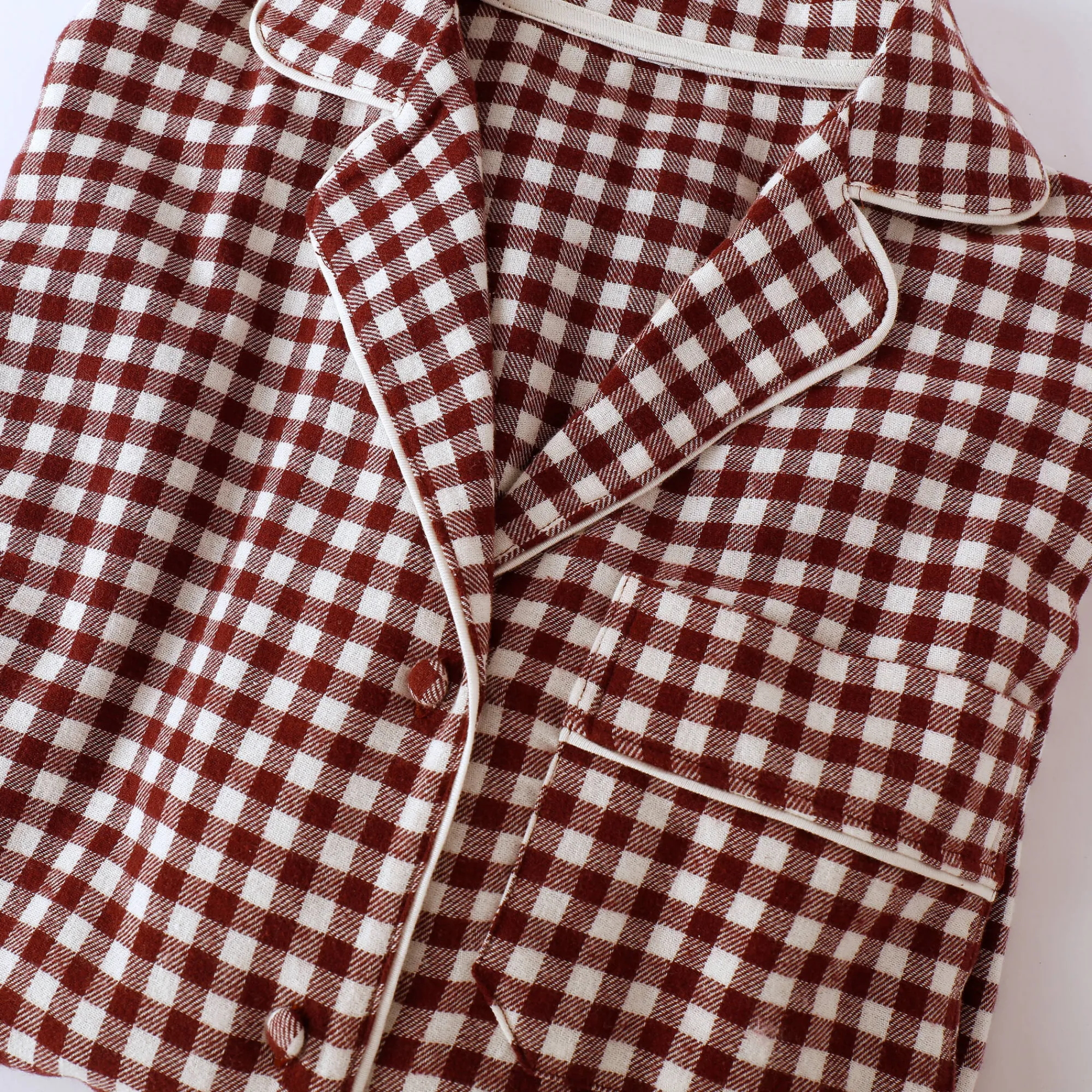 Pyjama<Blancheporte Pyjama met knoopsluiting en lange mouwen, in flanel met ingeweven vichymotief chocolade / ecru
