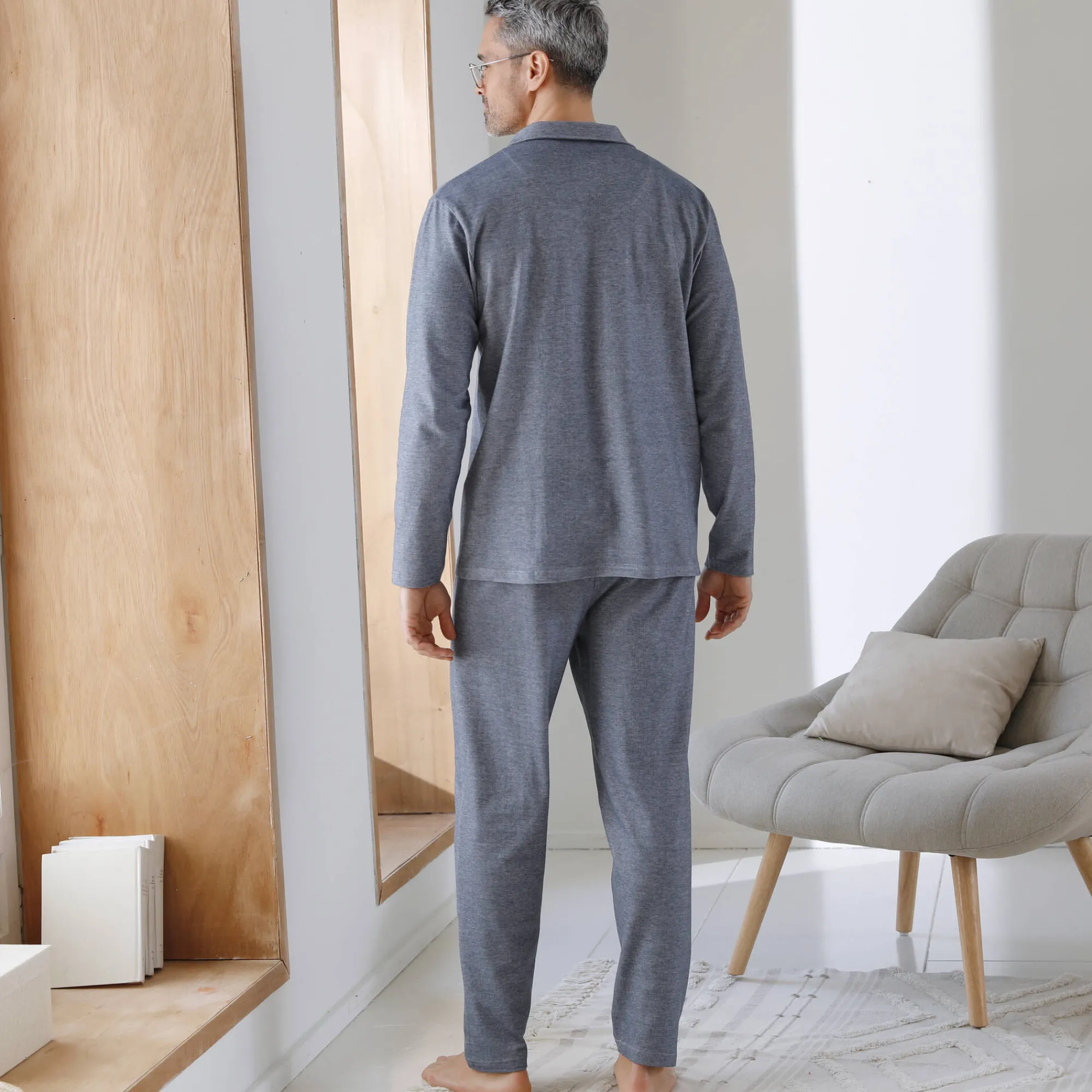 Pyjama En Kamerjas<Blancheporte Pyjama met knoopsluiting, in piquétricot gespikkeld blauw