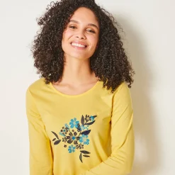 Pyjama<Blancheporte Pyjama met lange mouwen en boeketprint - katoen geel