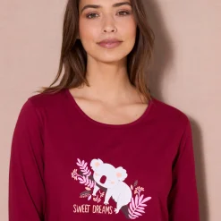 Pyjama<Blancheporte Pyjama met lange mouwen en "koala" motief kersenrood