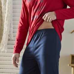 Pyjama En Kamerjas<Blancheporte Pyjama met lange mouwen, "fabuleux" print rood / marine