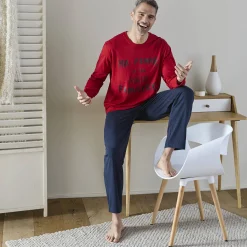 Pyjama En Kamerjas<Blancheporte Pyjama met lange mouwen, "fabuleux" print rood / marine