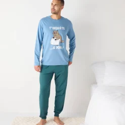 Pyjama En Kamerjas<Blancheporte Pyjama met lange mouwen, Marmotte blauw / groen