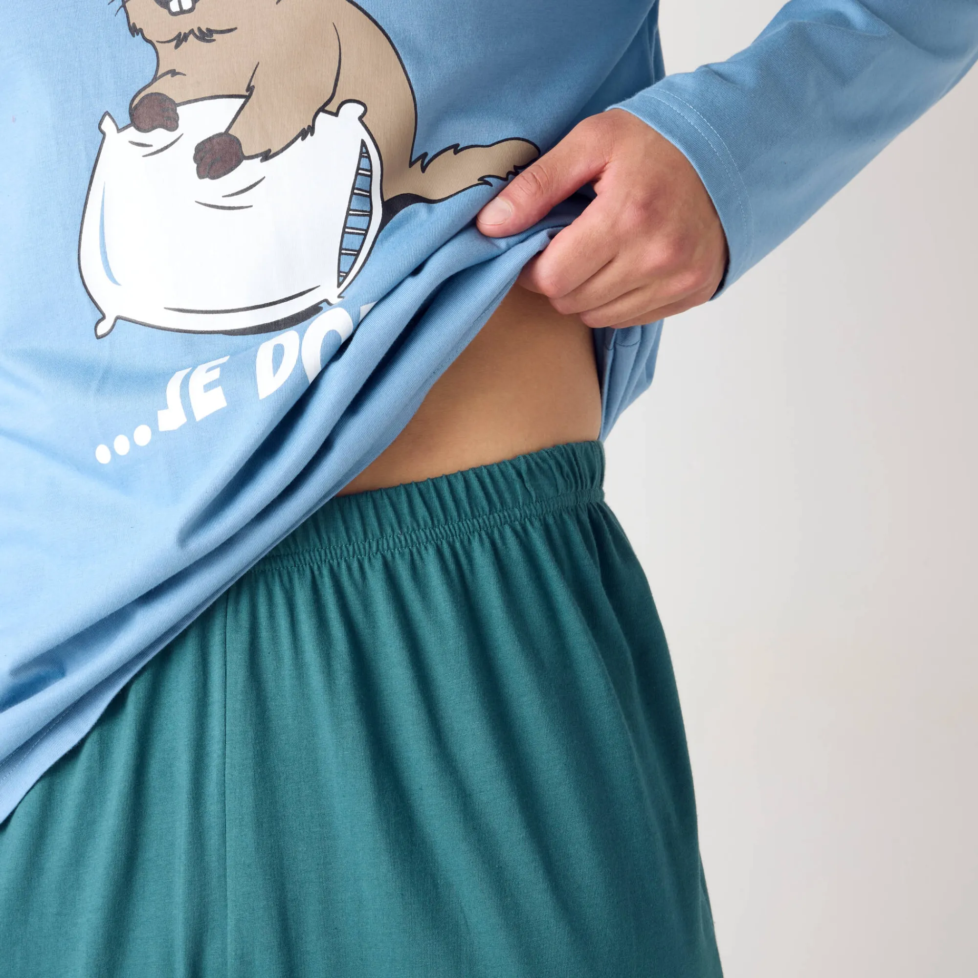 Pyjama En Kamerjas<Blancheporte Pyjama met lange mouwen, Marmotte blauw / groen