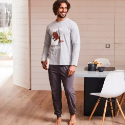Pyjama En Kamerjas<Blancheporte Pyjama met lange mouwen, Marmotte chiné grijs
