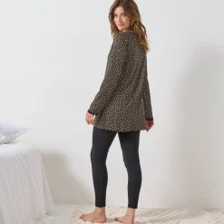 Pyjama<Blancheporte Pyjama met legging, lange mouwen en dierenprint zwart / beige