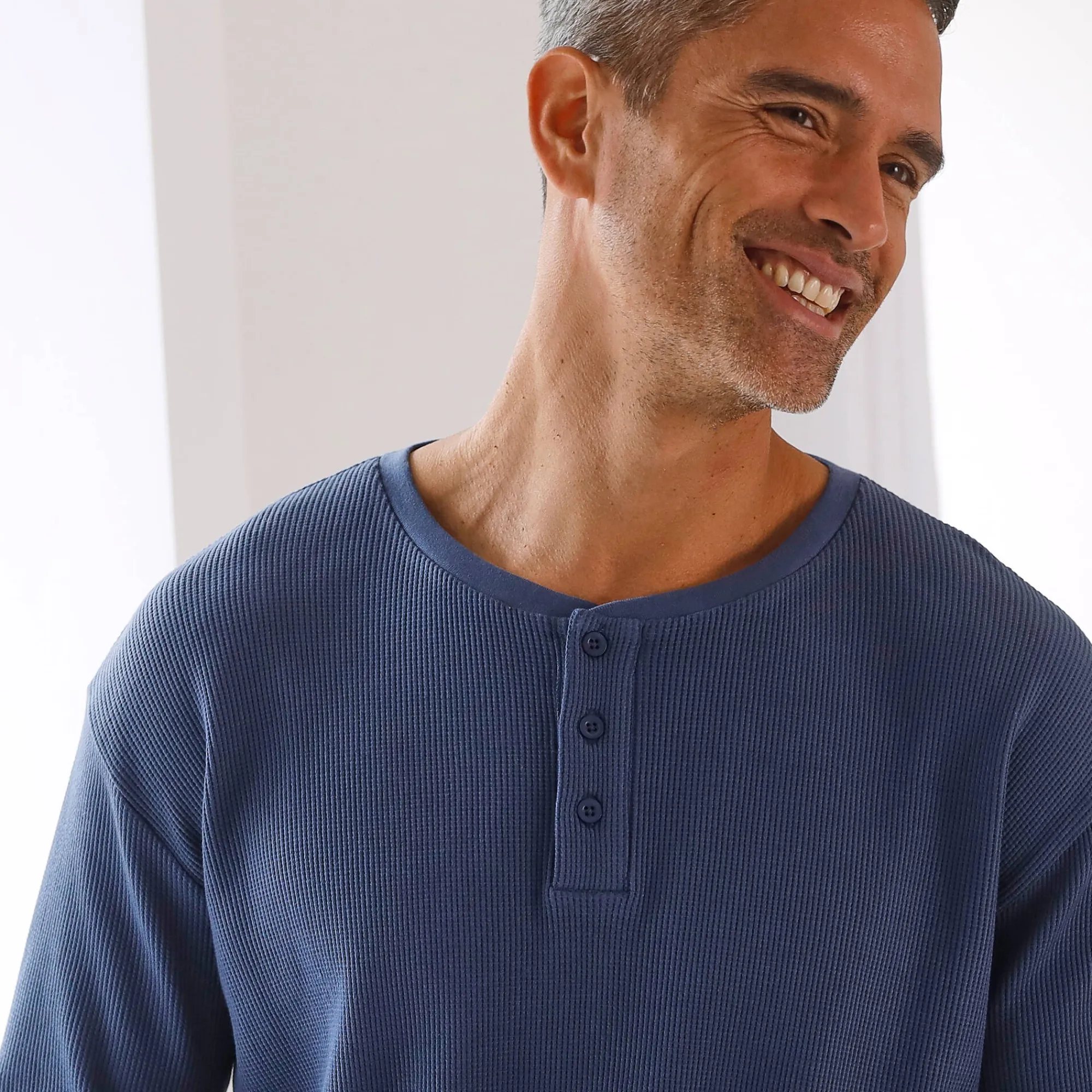 Pyjama En Kamerjas<Blancheporte Pyjama met Tunesische hals en lange mouwen, bijenraattricot jeansblauw