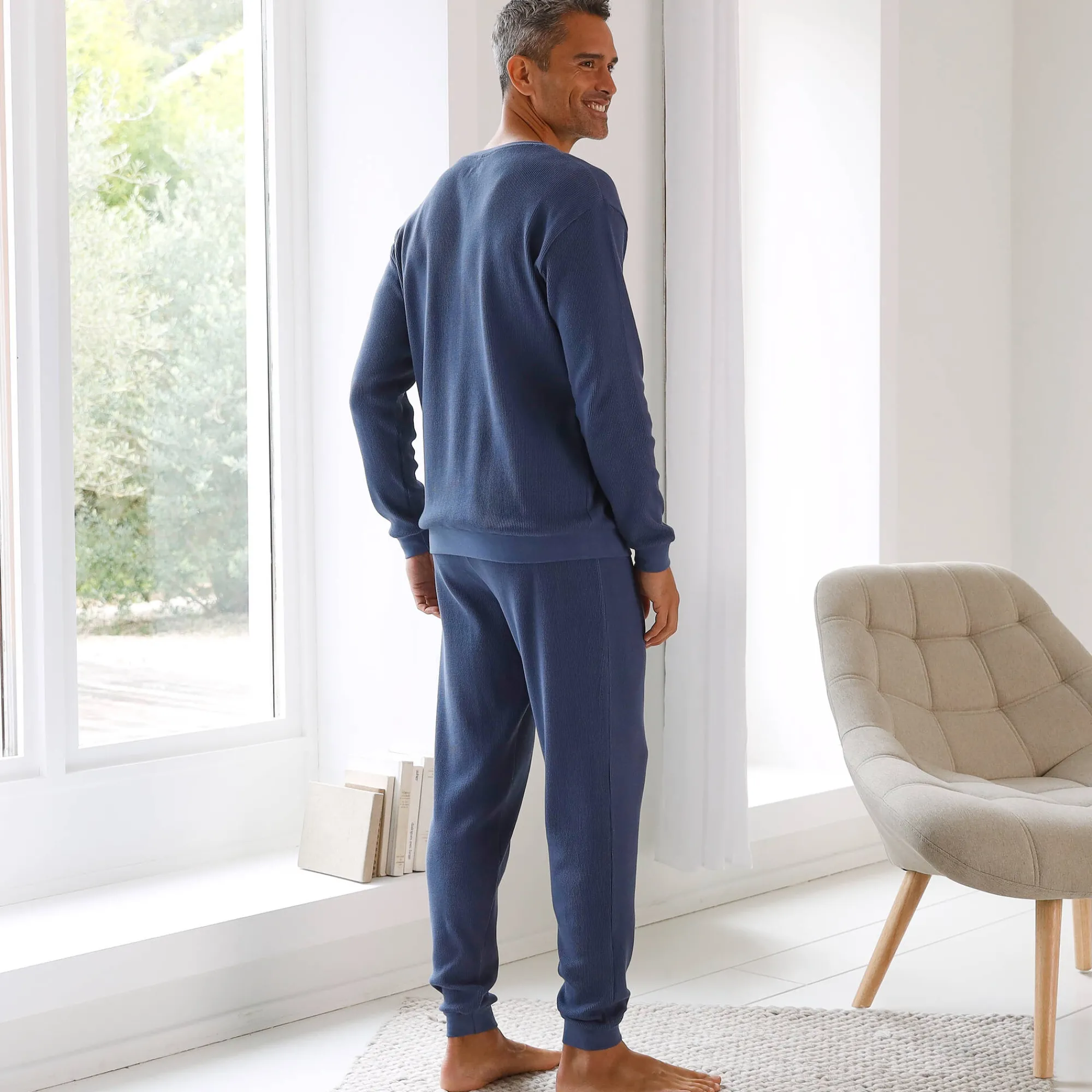 Pyjama En Kamerjas<Blancheporte Pyjama met Tunesische hals en lange mouwen, bijenraattricot jeansblauw