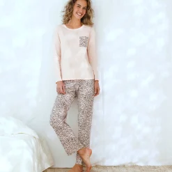 Pyjama<Blancheporte Pyjama met zebraprint roze / taupe