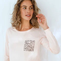 Pyjama<Blancheporte Pyjama met zebraprint roze / taupe