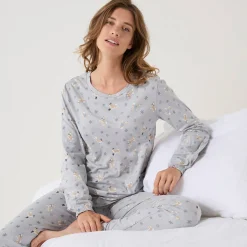 Pyjama<Blancheporte Pyjama Shiba in jersey, met hondenprint en lange mouwen grijs