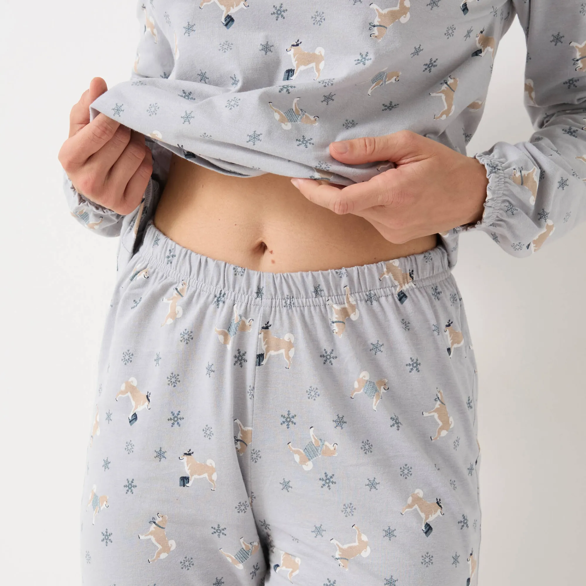Pyjama<Blancheporte Pyjama Shiba in jersey, met hondenprint en lange mouwen grijs