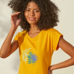 Pyjama<Blancheporte Pyjama T-shirt met tropische print saffraangeel