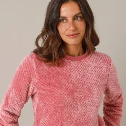Pyjama<Blancheporte Pyjama van gestructureerd fleece roze