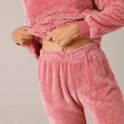 Pyjama<Blancheporte Pyjama van gestructureerd fleece roze