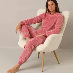 Pyjama<Blancheporte Pyjama van gestructureerd fleece roze