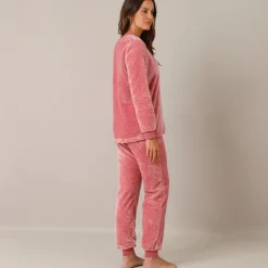 Pyjama<Blancheporte Pyjama van gestructureerd fleece roze