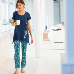 Pyjama<Blancheporte Pyjamabroek - groen met bloemenprint smaragd